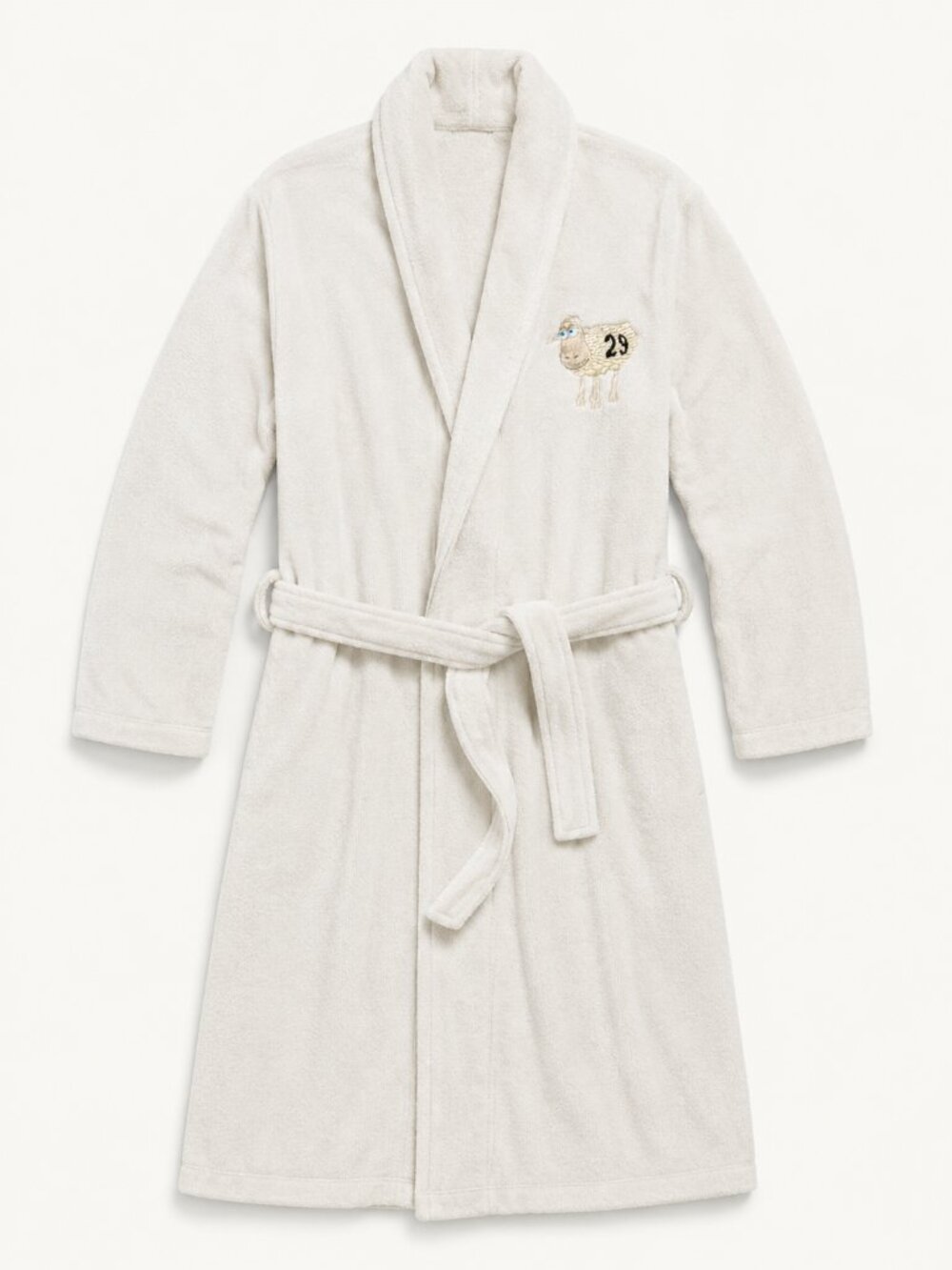 Limited Edition Serta Sheep #29 Bathrobe OSFM White Plush Robe Belt Pockets